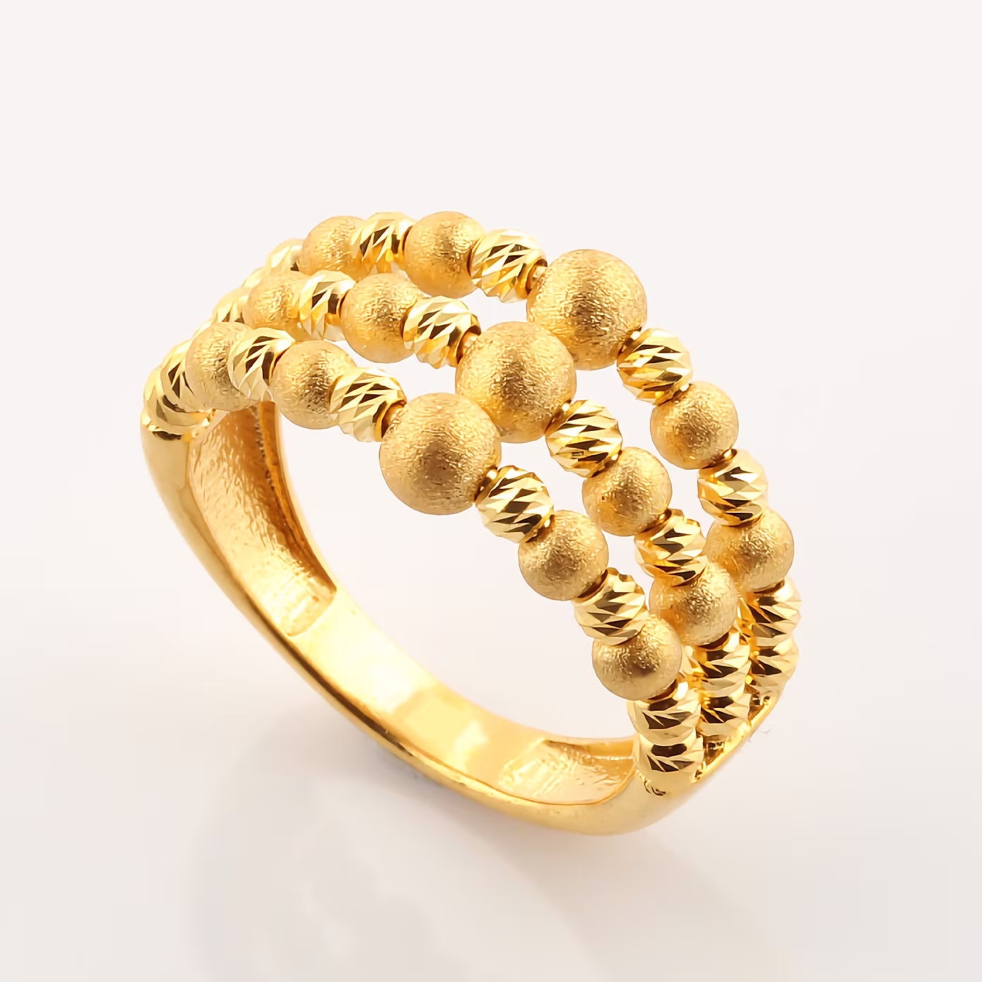 22K 916 Solid Gold Dorika Balls Ring | Safe Dainty Woman Yellow Custom Made Anniversary Gifts