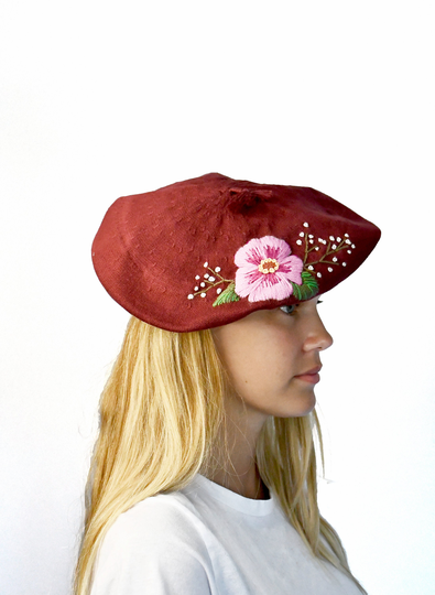 Floral Unisex Beret, Gaucho Hat, Traditional Hat From Argentina
