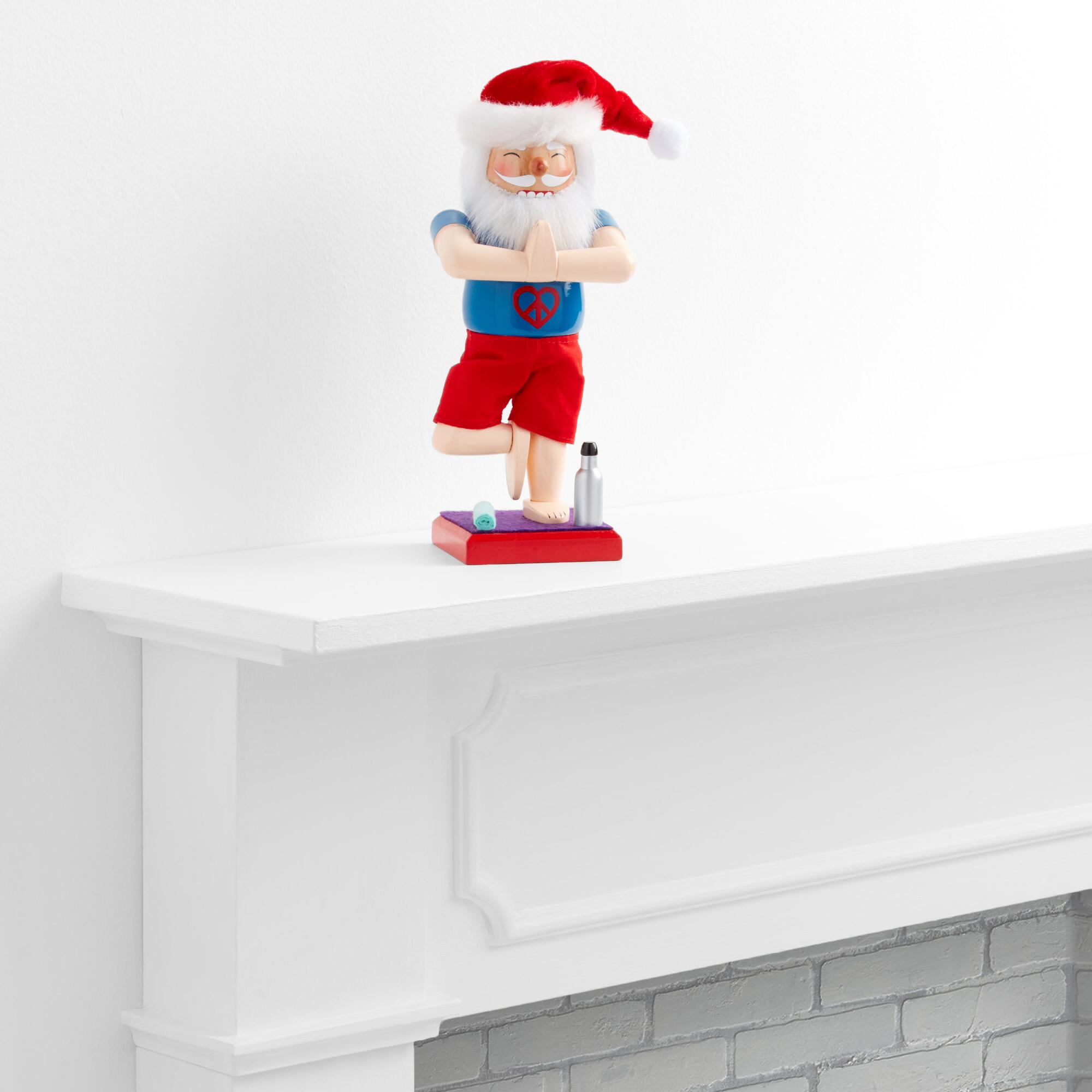 Yoga Santa Nutcracker: Multi - Wood by World Market
