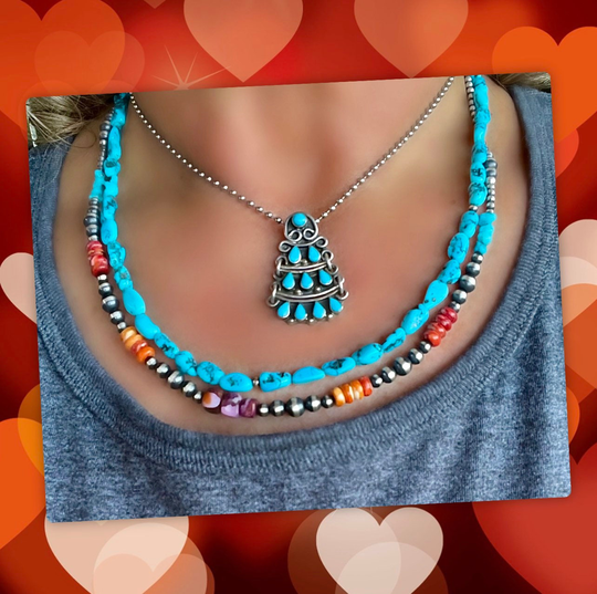 Vintage Sterling Silver Teardrop Chandelier Petit Point Turquoise Cluster Taxco Pendant