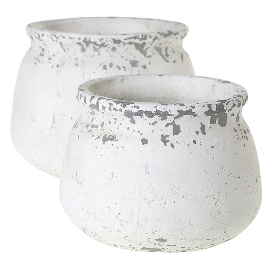 Antique White Planter, Concrete Table Top Ceramic Pot, Pot