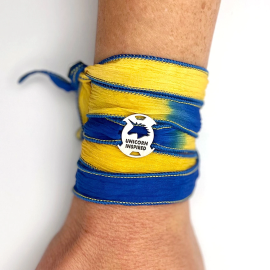 Boston Marathon - Unicorn Inspired Blended Button Silk Wrap Bracelet Athlete Inspired Run Boston, Jewelry, Gift For Runner
