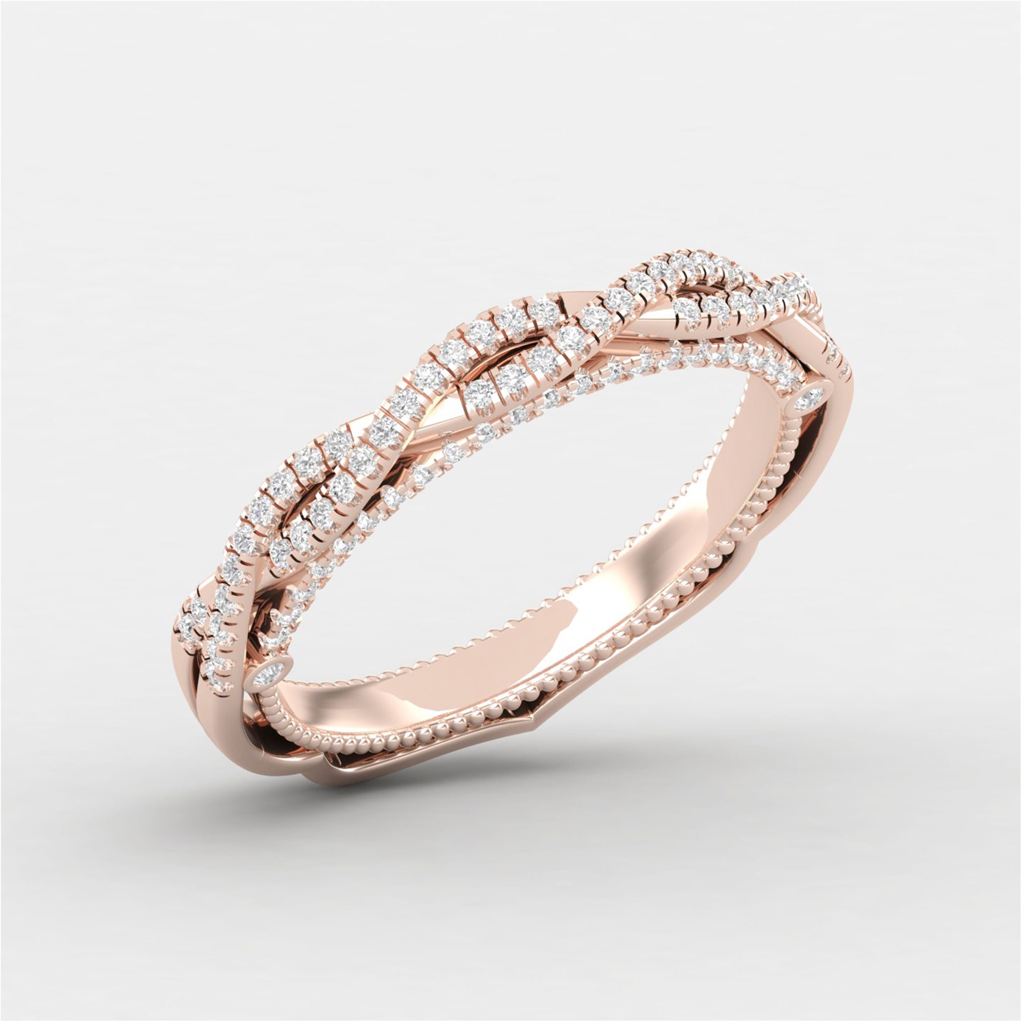 Infinity Diamond Ring, Dainty Solid Gold Minimalist Promise Edwardian White Gift For Women