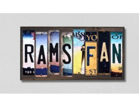 Los Angeles Rams Fan Handmade Wood Sign With Metal License Plate Strips Personalized Football, Custom Team Name Sign, State Farm