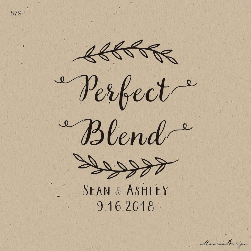 Customized The Perfect Blend Wedding Favor Stamps- Wreath Stamp-The Perfect Blend Stamp - Wedding -Couple Stamp
