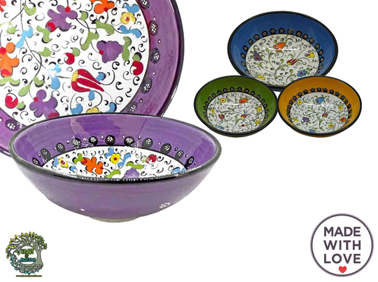 Set Of 4 Large Salad Bowls 6 "/16 cm Soup Rice Pasta Furit Dinnerware Cereal Yarn Decorative Handmade New Home Kitchen Gift