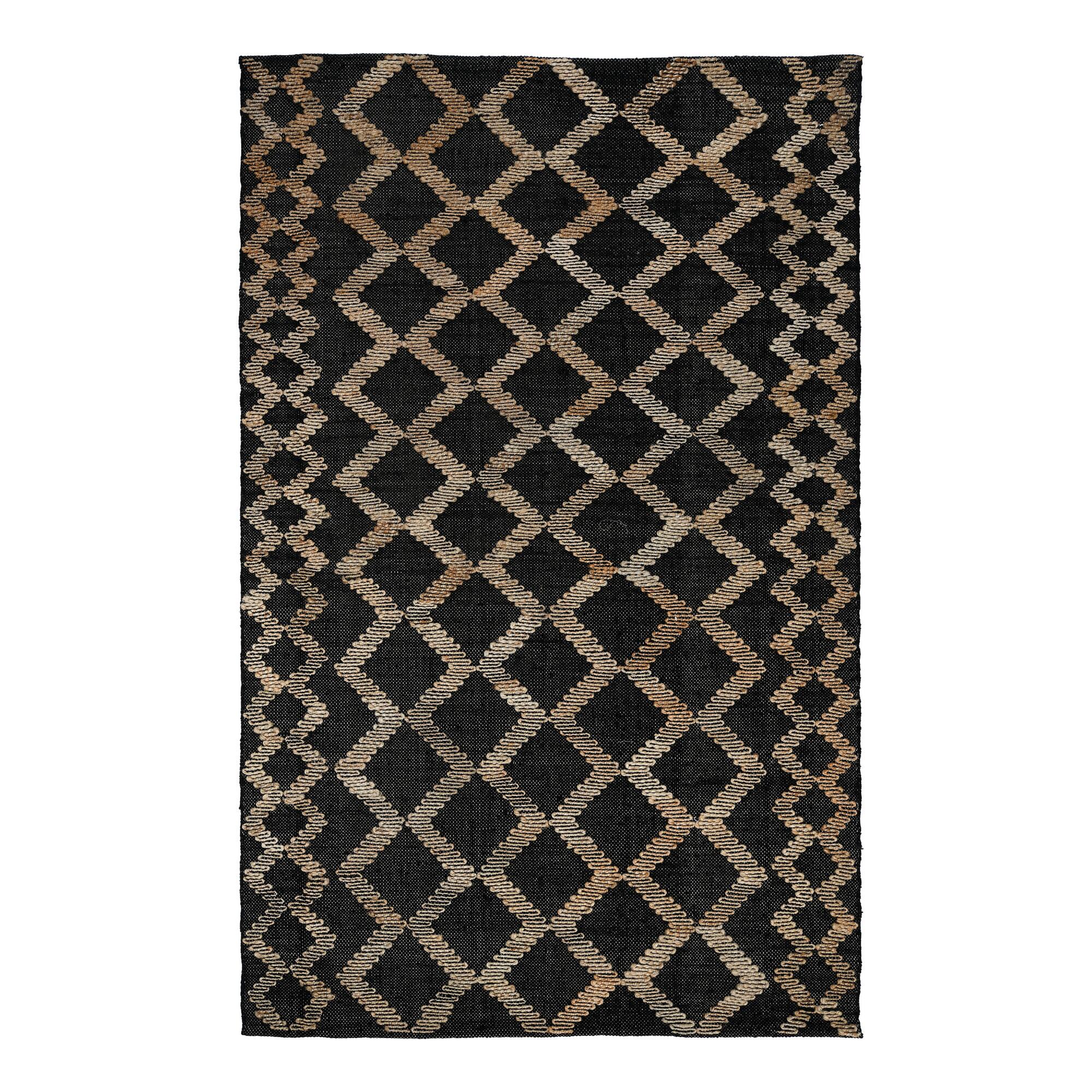 Black and Natural Geometric Jute Gobi Area Rug by World Market