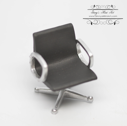 112 Dollhouse Miniature Aluminum Chair Black Az S8006