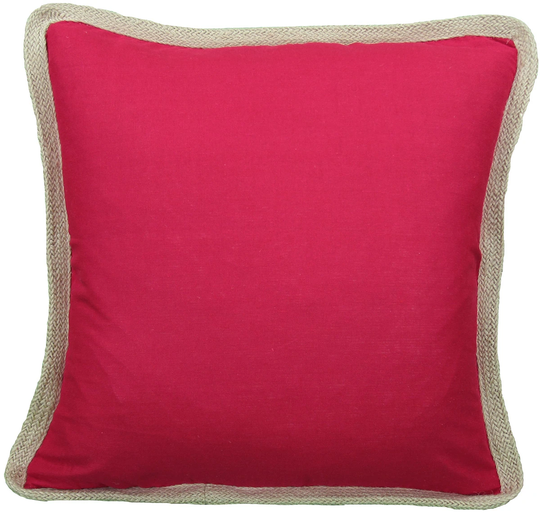 MANOR LUXE Classic Jute Trim 20-in x 20-in Red Cotton Blend Indoor Decorative Pillow | ML1113082020REDFEATH