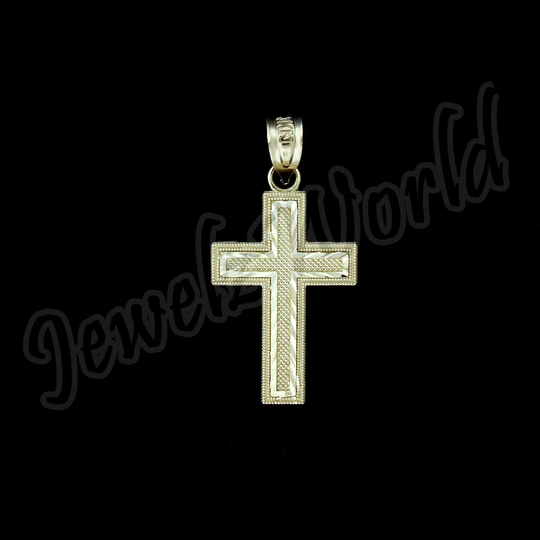 10K Solid Yellow Gold Diamond Cut Jesus Crucifix Cross Charm Pendant 10Kt Gift