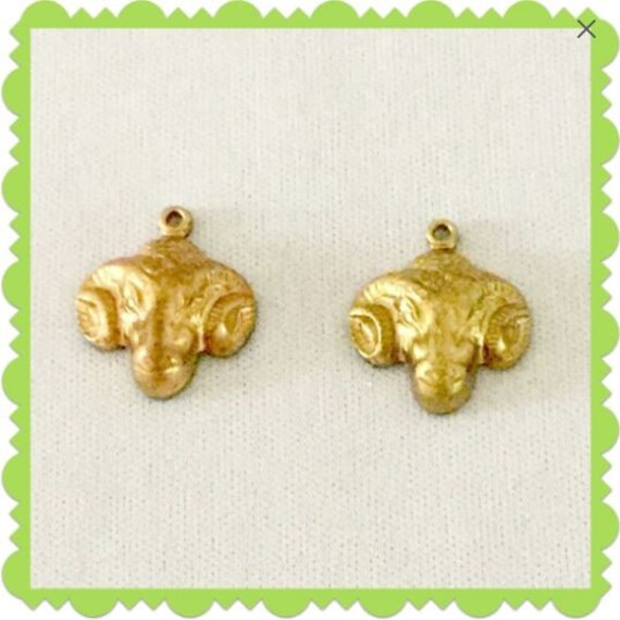 Set Of 2, Ram, Raw Brass Filigree, For Stained Glass Jewelry Boxes & Frames, Steampunk, Rams Head, With Ring For Hanging, Sal 8242