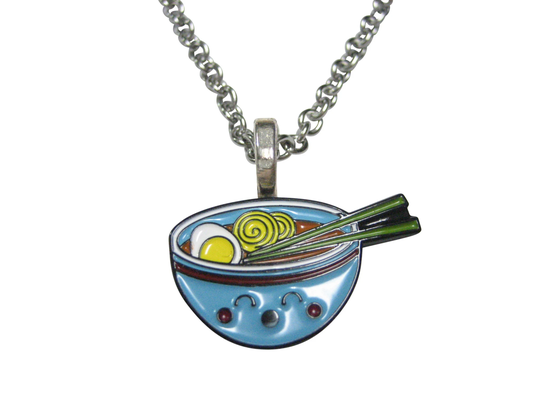 Colorful Happy Ramen Noodle Bowl Pendant Necklace