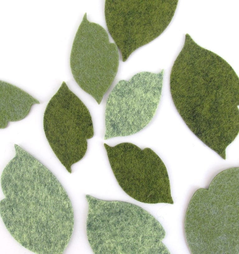 Wool Blend Flower Stem Leaves Die Cuts - 12 Pieces