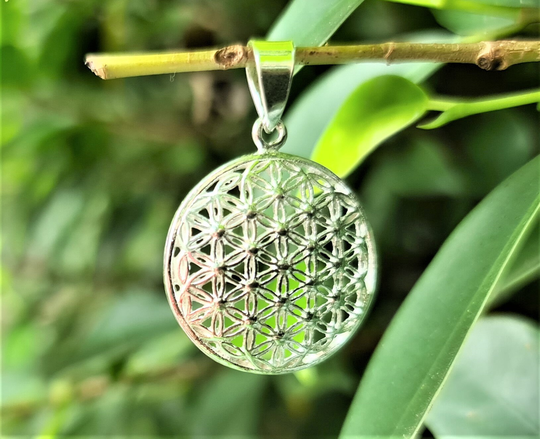 Flower Of Life Pendant Sterling Silver 925 Sacred Geometry Universe Symbol Geometric Pattern Talisman Amulet