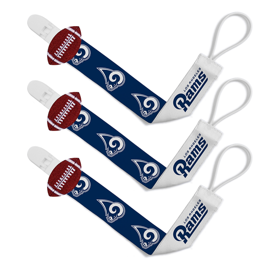 BabyFanatic Officially Licensed Unisex Baby Pacifier Clip 3-Pack NFL Los Angeles Rams