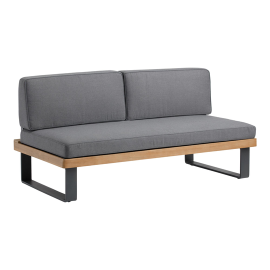 Gray Metal and Wood Alicante II Outdoor Patio Bench: Gray/Natural - Aluminum by World Market