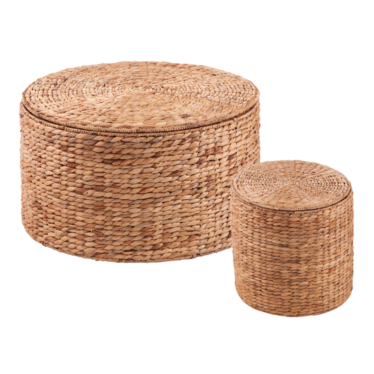 Round Water Hyacinth Octavia Storage Coffee Tables Set of 2: Natural by World Market