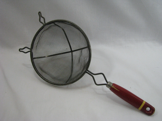Vintage Large Red Wood Handle Wire Sifter