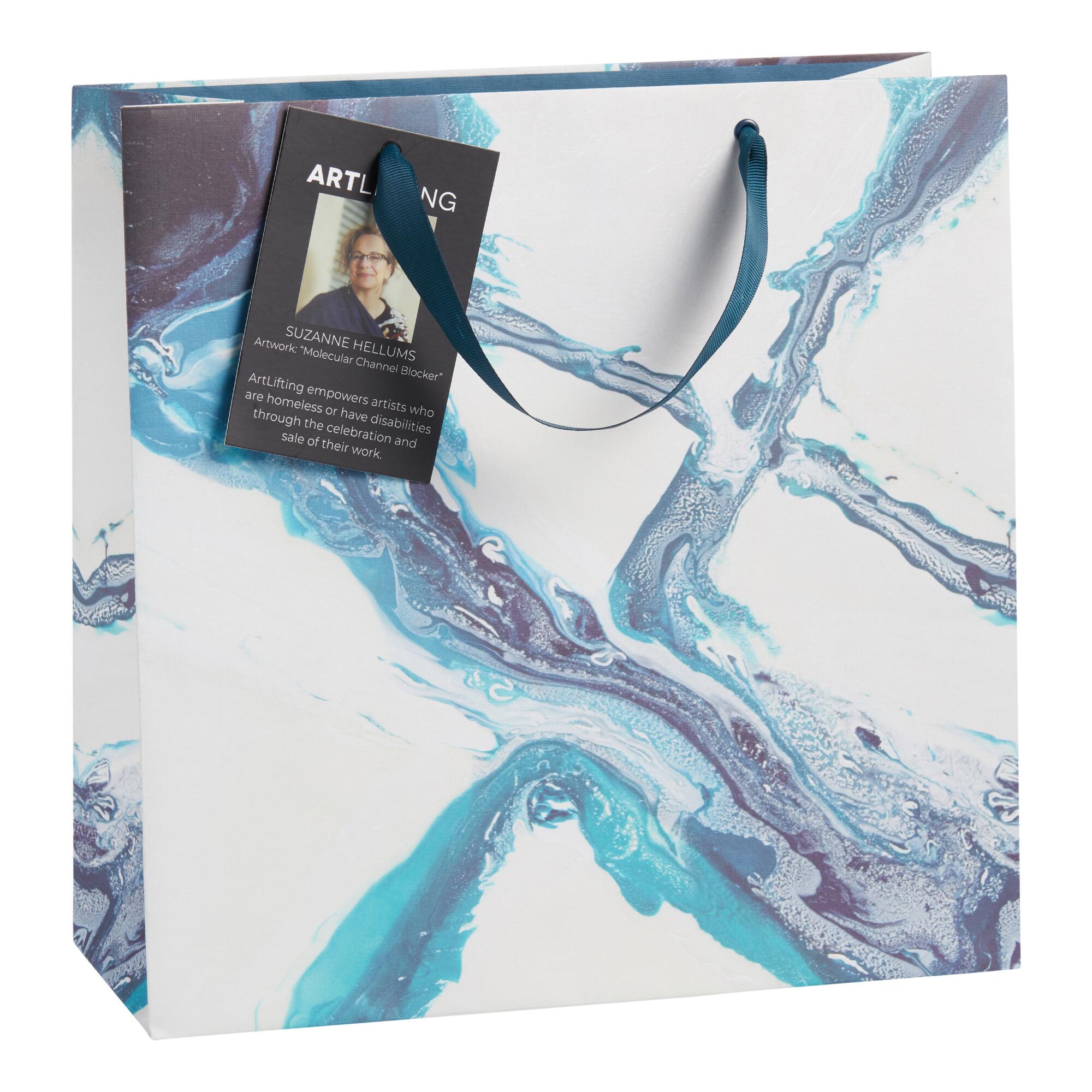 Large ArtLifting Molecular Channel Blocker Gift Bag: Blue/White by World Market