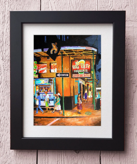 New Orlean's Bourbon Street Art - Big Easy Daiquiri Bar Framed, Matted Prints Signed & Numbered