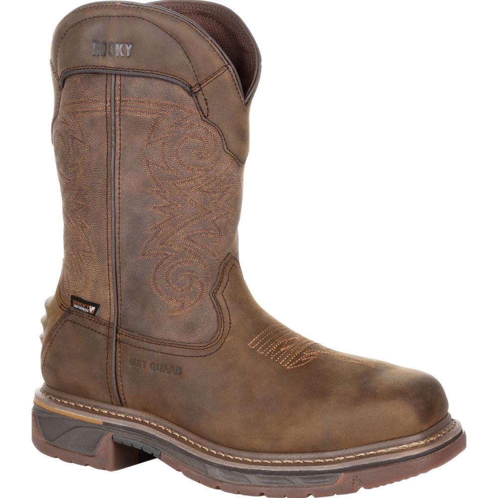 Rocky Size: 9 Medium Mens Distressed Brown Waterproof Work Boots Rubber | RKW0288 M 090