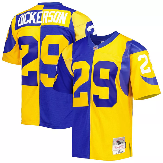 Men's Mitchell & Ness Eric Dickerson Royal/Gold Los Angeles Rams 1984 Split Legacy Replica Jersey, Size: 2XL, Blue