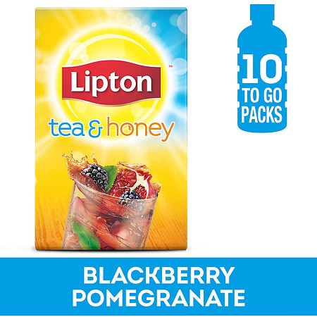Lipton Tea and Honey Iced Green Tea To-Go Packets Blackberry Pomegranate - 10.0 ea