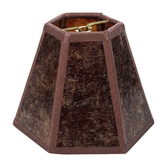 Upgradelights Mica 4 Inch Craftsman Style Hex Clip On Chandelier Lampshade in Amber