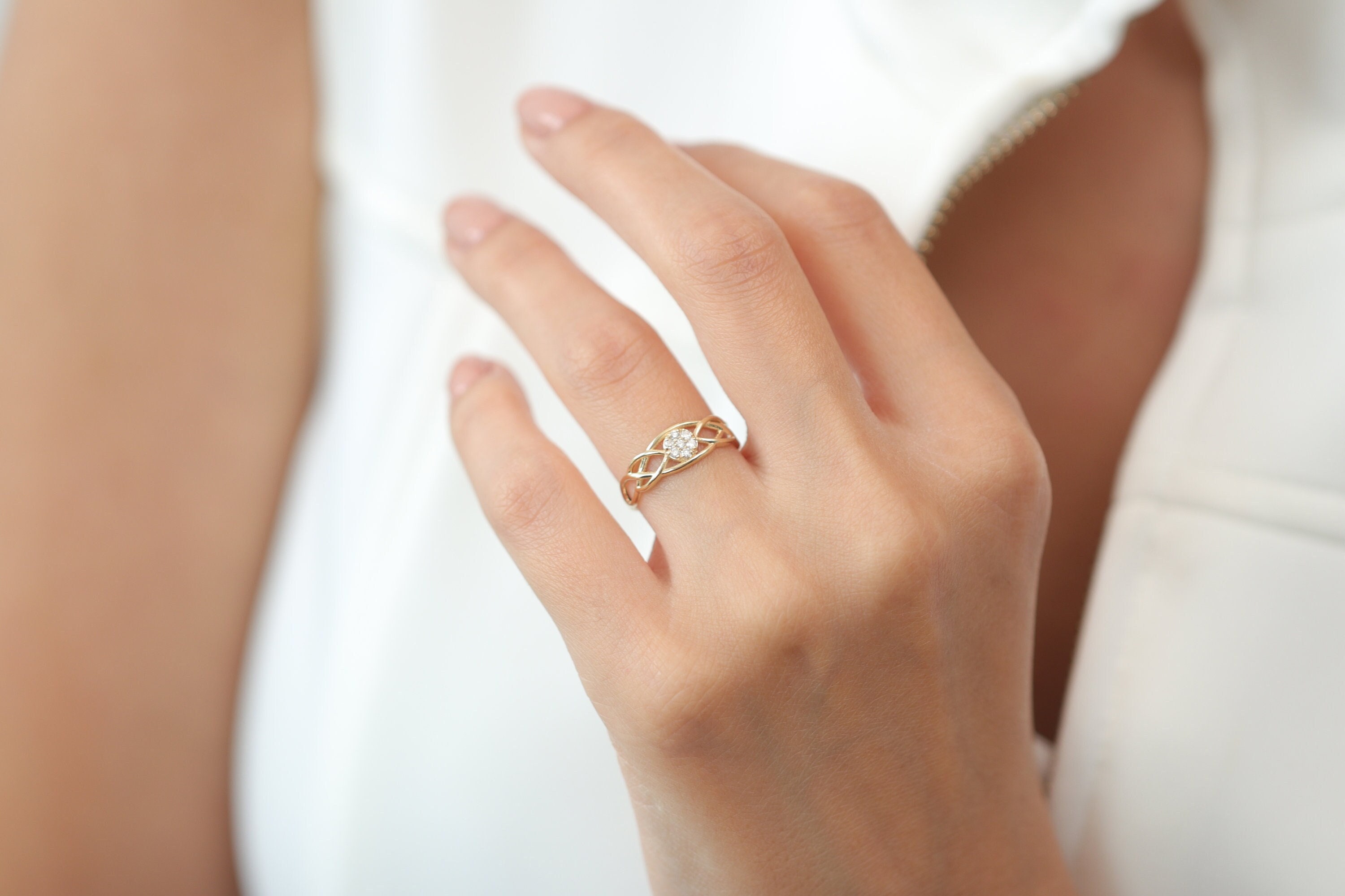 14K & 18K Diamond Wedding Ring/Engagement Seven Gold Minimalist Available in Gold, Rose & White