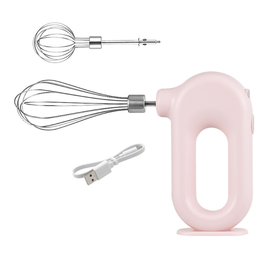 1 Set Egg Mixer Eco-friendly High Speed Plastic Handheld Electric Food Blender for Home - pink