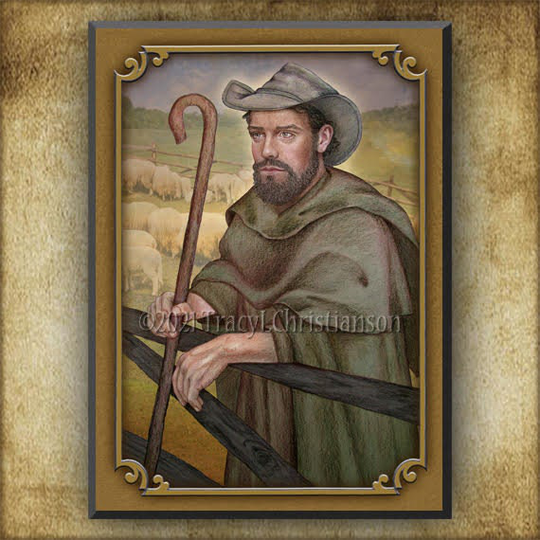 st. Drogo Wood Icon & Holy Card Gift Set, Patron Of Coffee