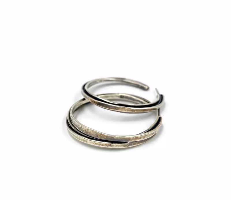 Forged Sterling Silver Hoop Earrings