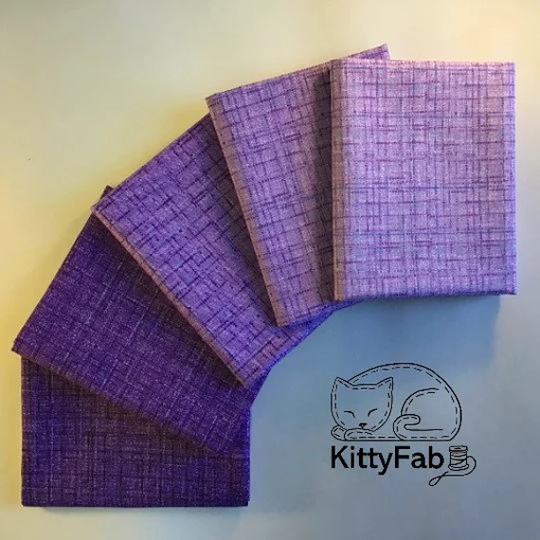 Coco - Purple | 5-Piece Bundle Cotton Fabric Fq 1/4 Yard 1/2 Michael Miller Modern Blender Grid Texture Quilting Decor