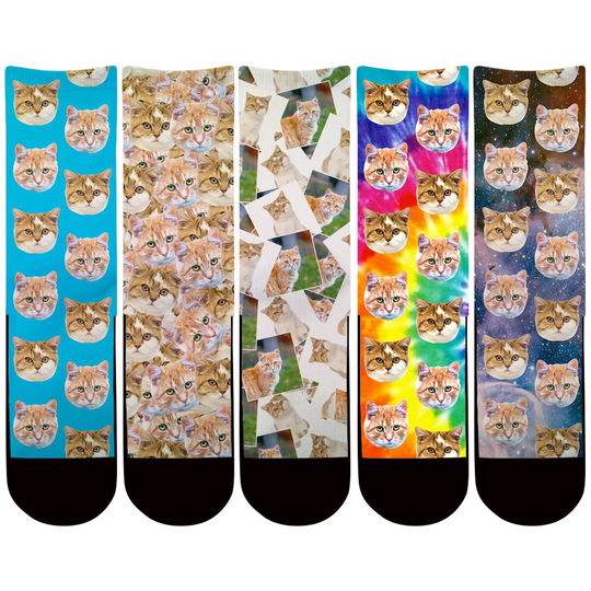 Custom Cat Face Socks, Photo Pet Gift For Lovers, Owner