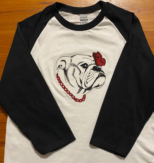 English Bulldog Raglan Embroidered Shirt