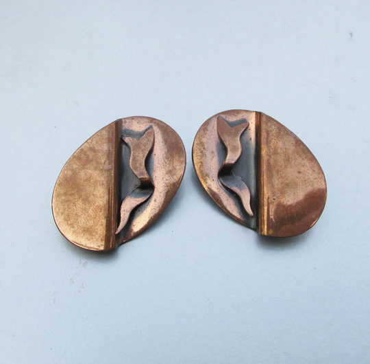 Abstract 1950S Vintage Mid-Century Modern Copper Climber Earrings