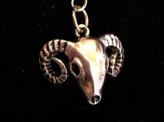 Silver-Colored Ram Head Keychain