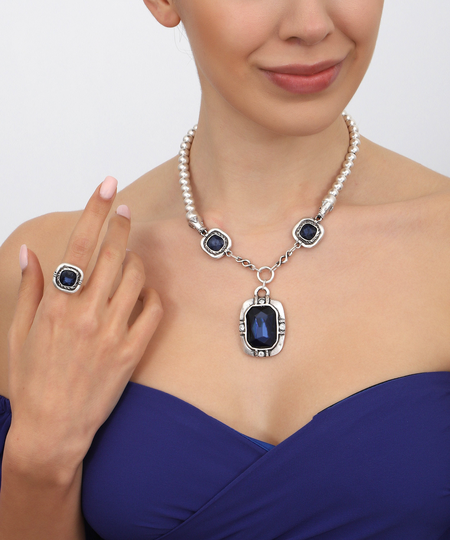 Hand Made Fıne Sılver Plated Jewelry Set, Hammered Set, Gothıc, Bohemian Necklace, Engraved Colored Stone