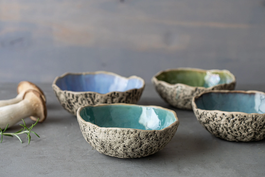 Set Of 4 Ceramic Soup Bowls 6.3"/16cm Handmade Pottery Ramen Dinnerware