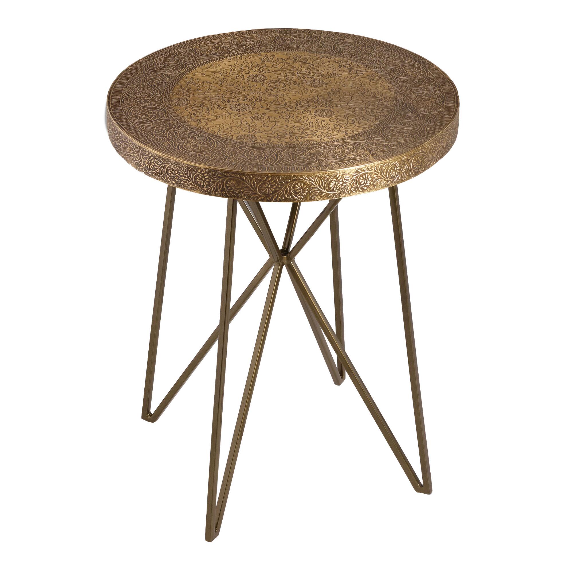 Gold Metal Clad Mandala Accent Table by World Market
