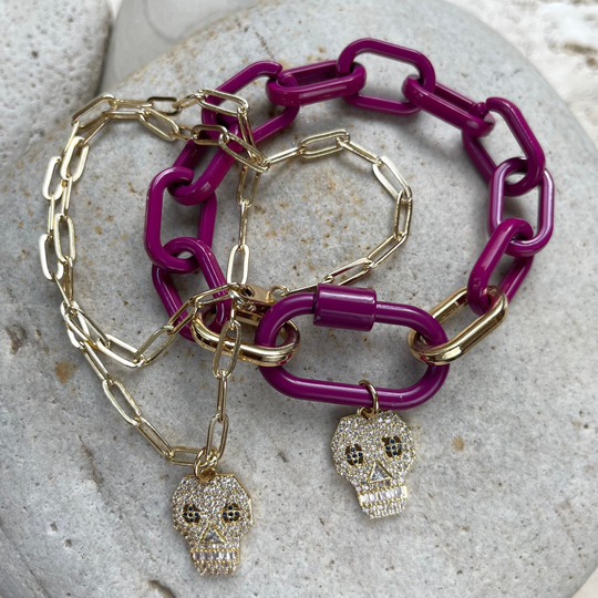Evening Skies//Chunky Enamel Charm Bracelets in Different Colors & Styles//Each Sold Individually//Removable Charms