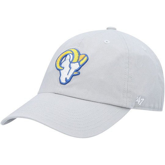 Men's '47 Gray Los Angeles Rams Logo Clean Up Adjustable Hat, Grey
