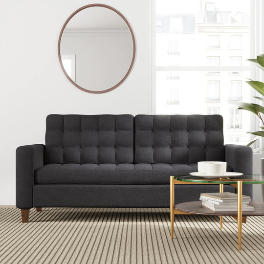 Brookside Brynn Fabric Midcentury Charcoal Polyester/Blend Sofa in Gray | BS0005SOF00CH