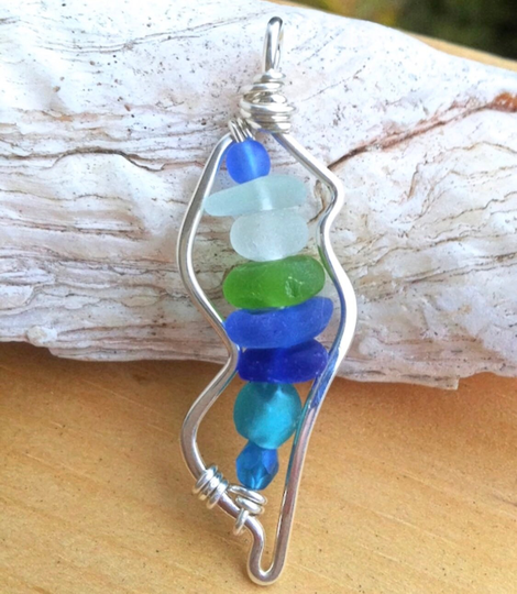 New Jersey Sea Beach Glass Pendant