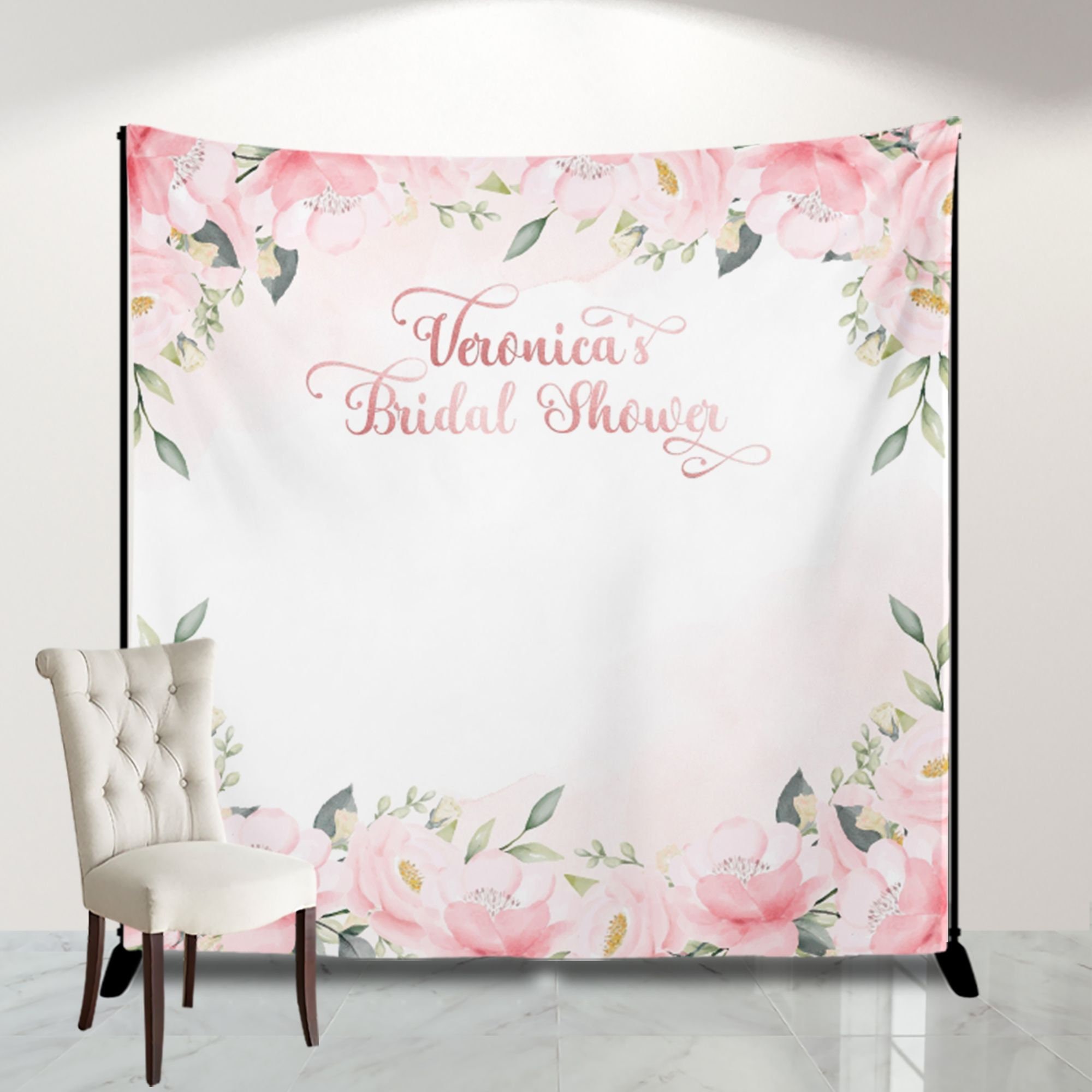 Bridal Shower Backdrop Floral Blush Pink, Watercolor Bachelorette Party Backdrop, Last Fling Before The Ring Decor