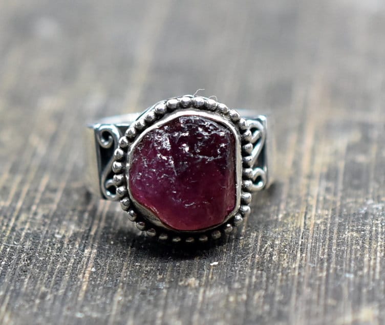Pink Tourmaline 5 Us Ring, 925 Sterling Silver, Handmade Raw Stone Birthstone T9 Women Gift