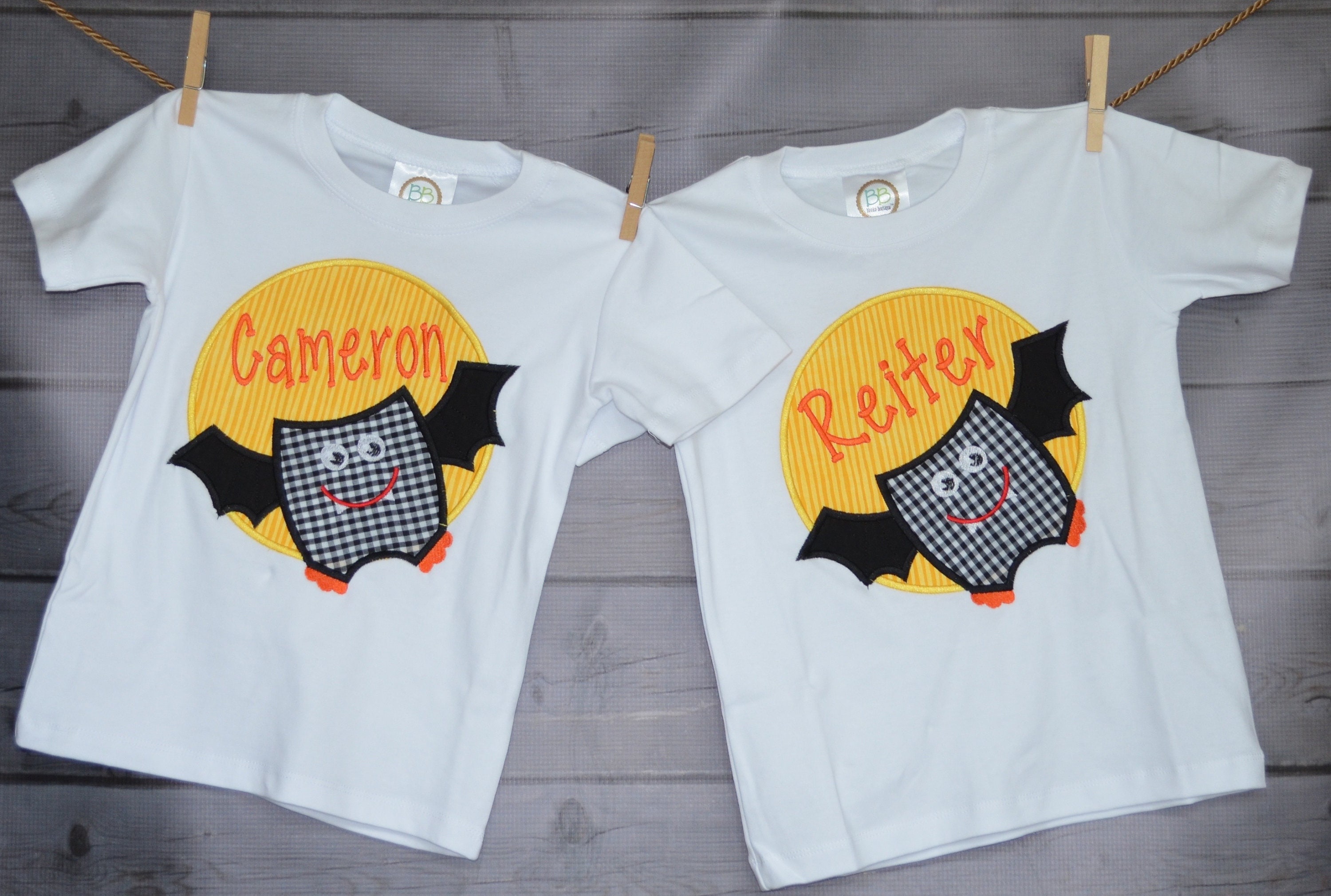 Personalized Halloween Bat Moon Patch Applique Shirt Or Bodysuit For Boy Girl
