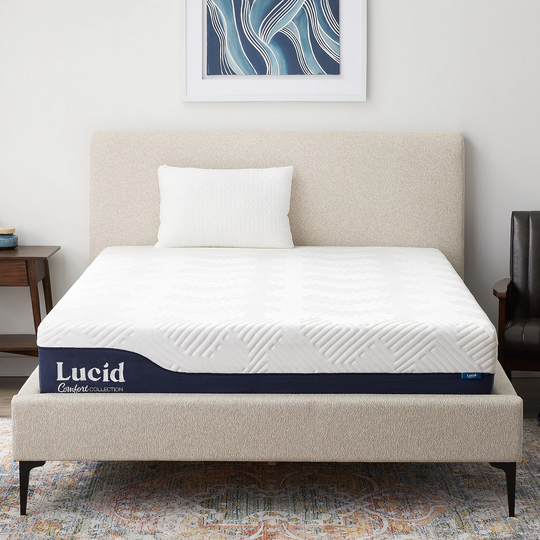 LUCID Comfort Collection Gel and Aloe Vera 10-in Queen Hybrid Memory Foam/Coil Blend Mattress in a Box in White | LUCC10QQ38GH