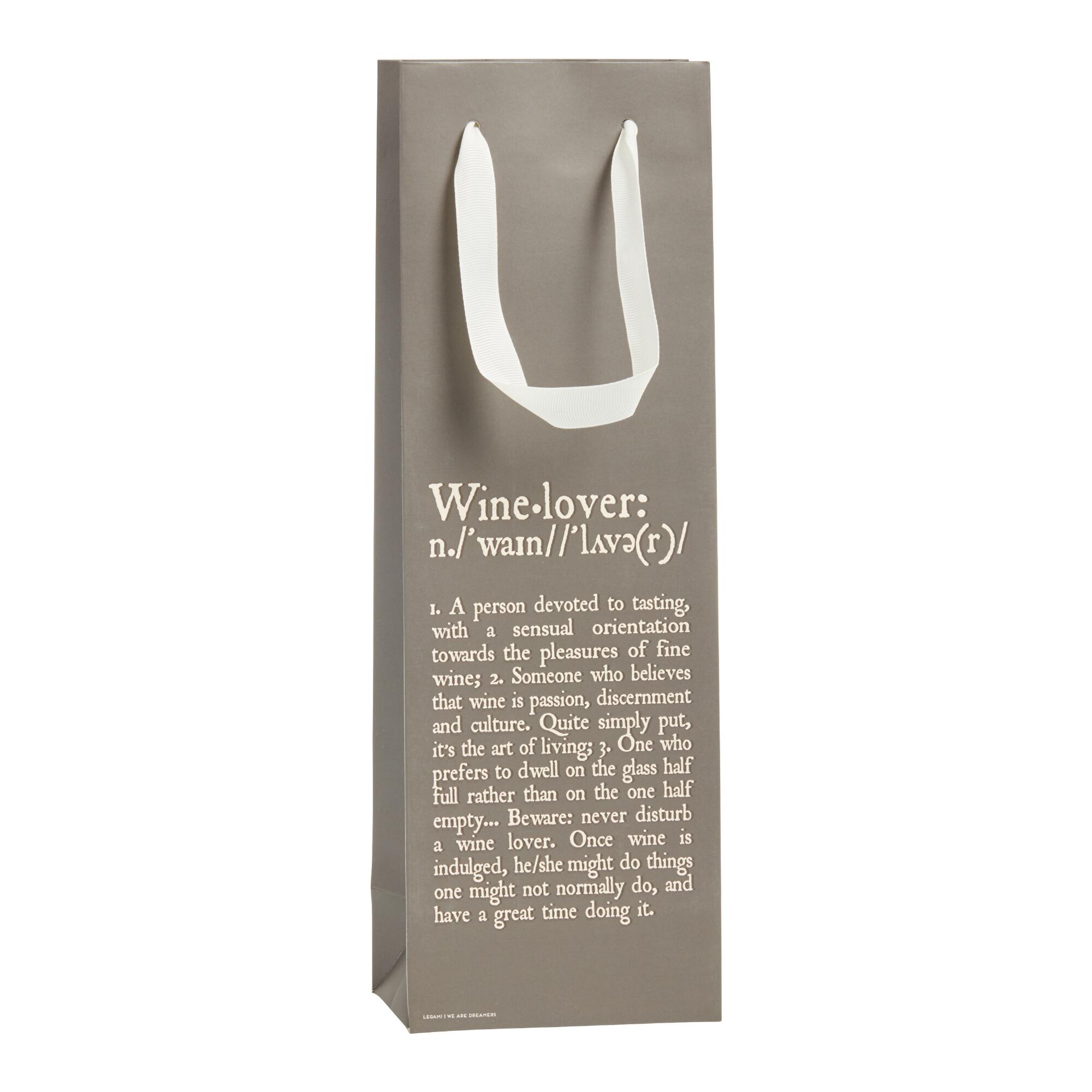 Gray Wine Lover Definition Wine Bag Set Of 2 by World Market