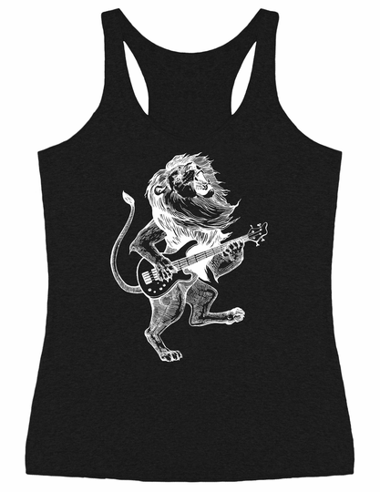 Lion Playing Guitar Women's Tri-Blend Tank Top Gift For Her, Musician Wife Gift, Girlfriend Birthday, Music Gifts Mom Seembo